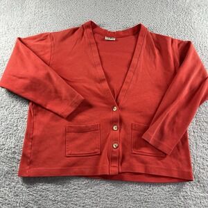 VINTAGE LL Bean Cardigan Sweater Womens 2x Red Orange 3 Button Maine Cottage‎